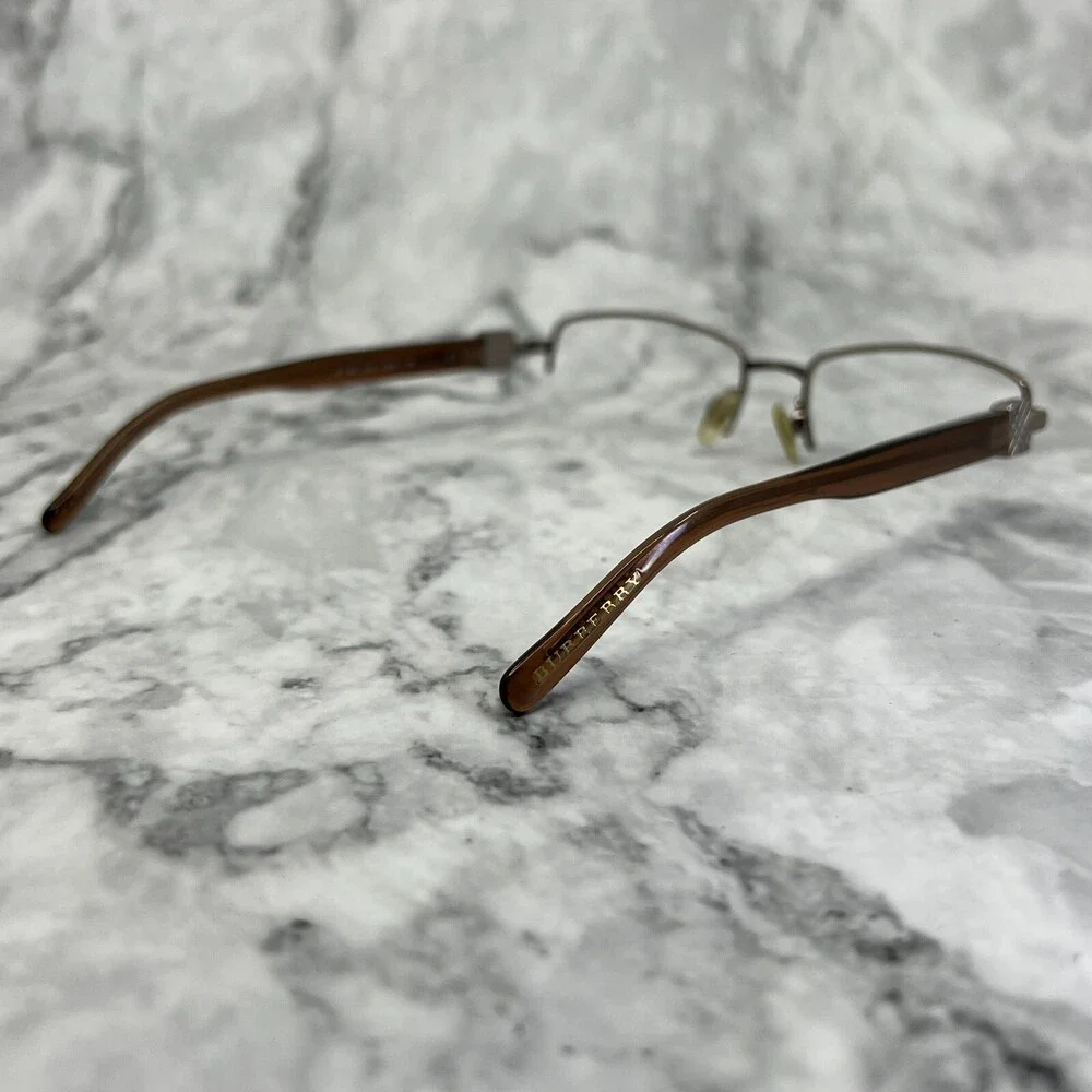 Burberry Eyeglasses B 1146 1016 Brown Half Rim Frame Italy 52[]17 135 - Picture 4 of 10